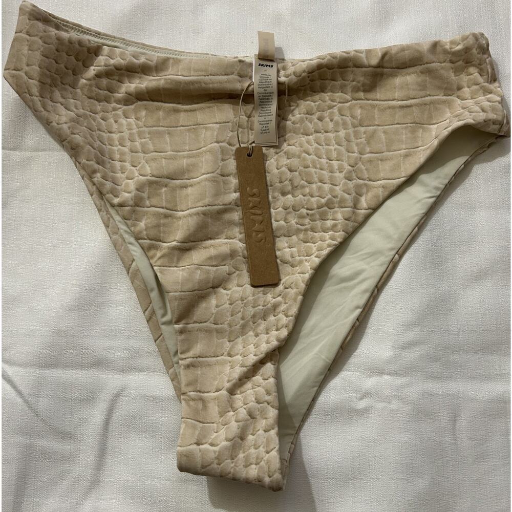 NWT Skims Women's Signature High Waisted Bikini Bottoms Crocodile Print Size M